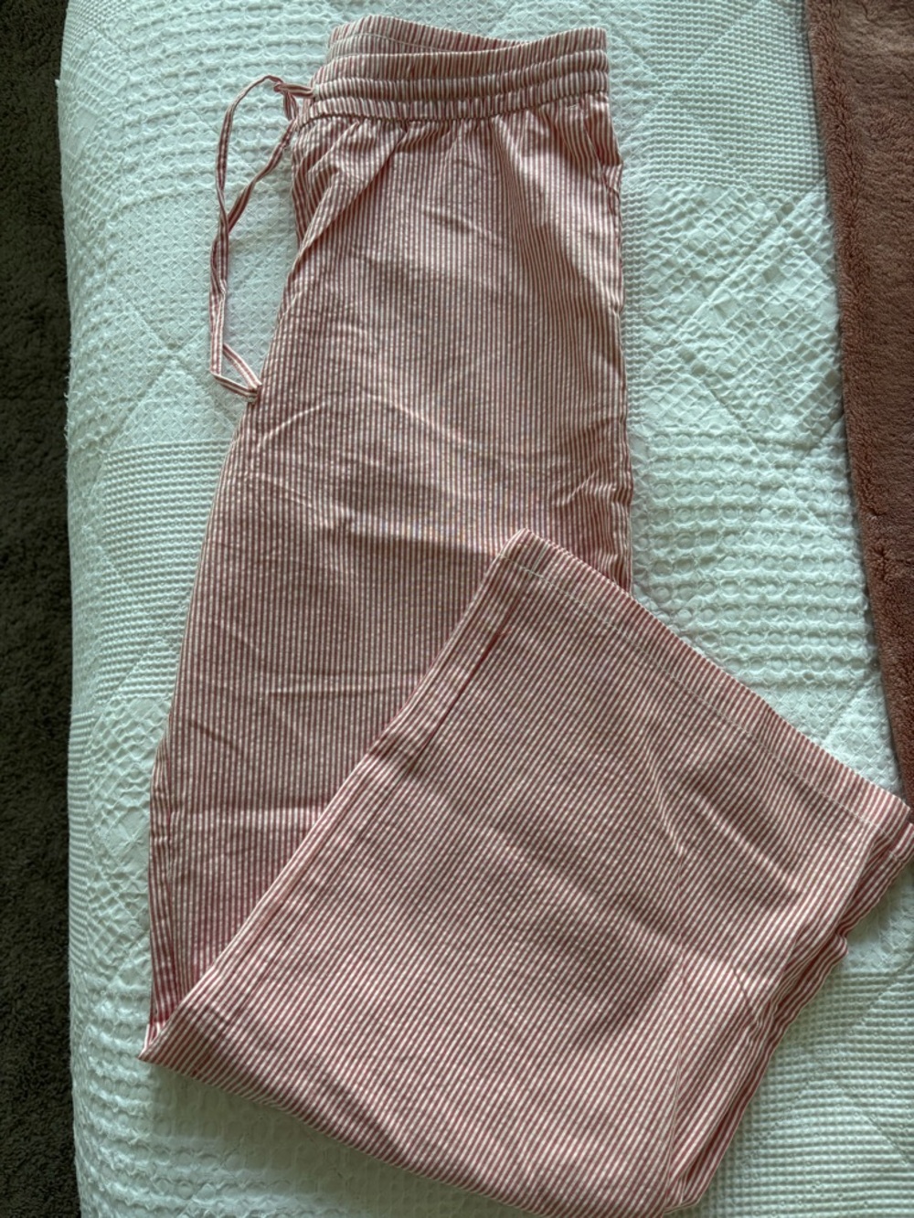 H&M Red and White Striped Drawstring Pants